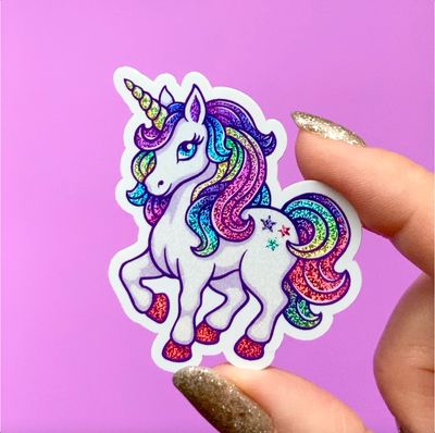 Einhorn Glitzer-Sticker klein