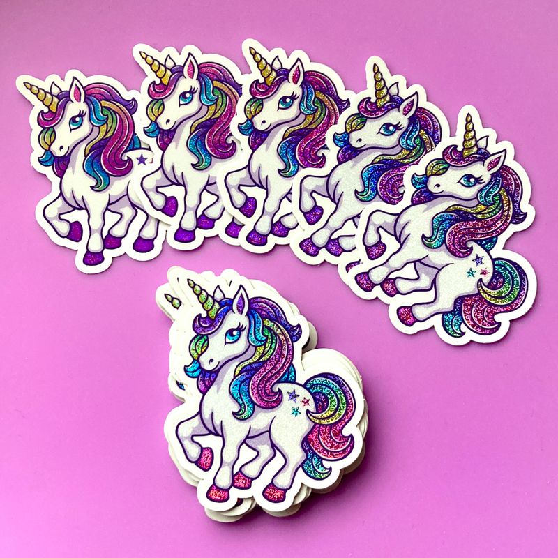 Einhorn Glitzer-Sticker klein