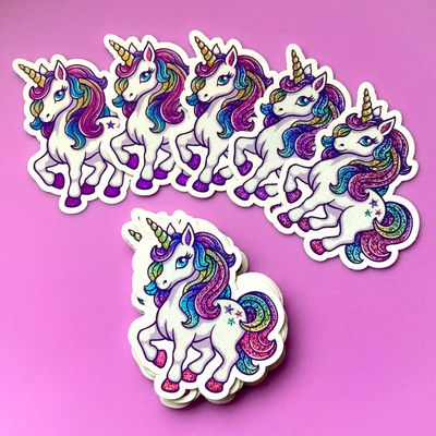 Einhorn Glitzer-Sticker klein