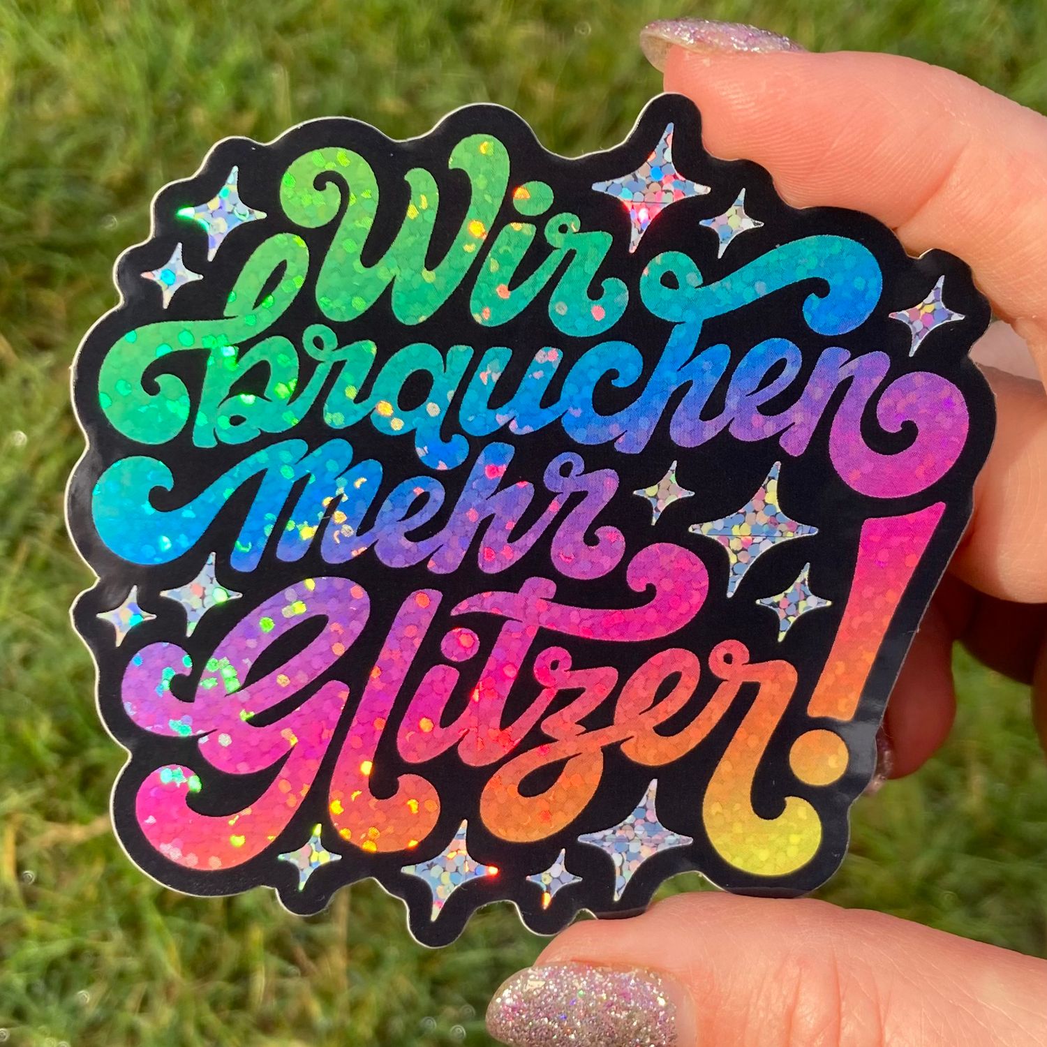 Glitzer-Sticker dunkel &quot;Wir brauchen mehr Glitzer&quot;