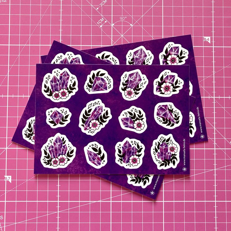 Postkarten Sticker "Amethyst Crystals"