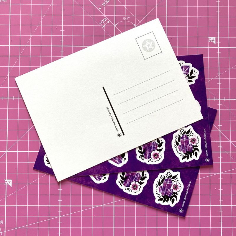 Postkarten Sticker &gt;Amethyst Crystals&lt;
