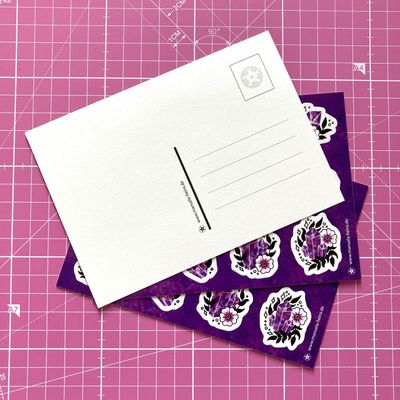 Postkarten Sticker &gt;Amethyst Crystals&lt;