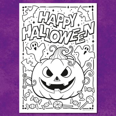 GRATIS Ausmalbild "Gruselkürbis"