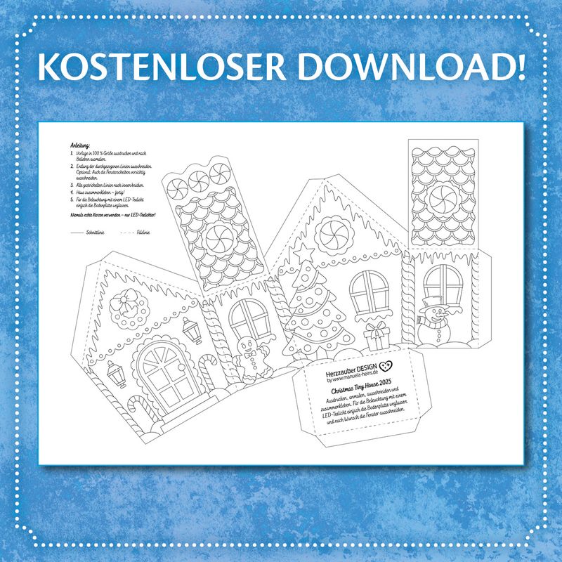 GRATIS Ausmalbild "XMAS Tiny House"