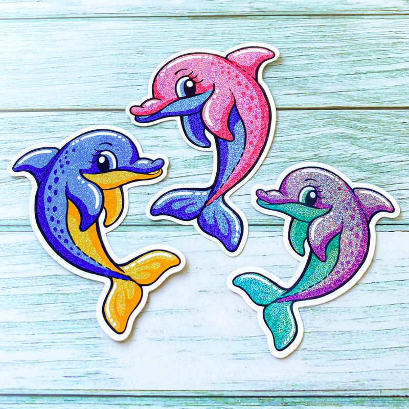 Delfine – Glitzer-Sticker, 3er Set Delfine – Glitzer-Sticker, 3er Set