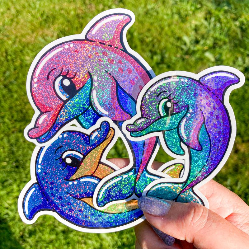 Delfine – Glitzer-Sticker, 3er Set