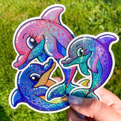 Delfine – Glitzer-Sticker, 3er Set