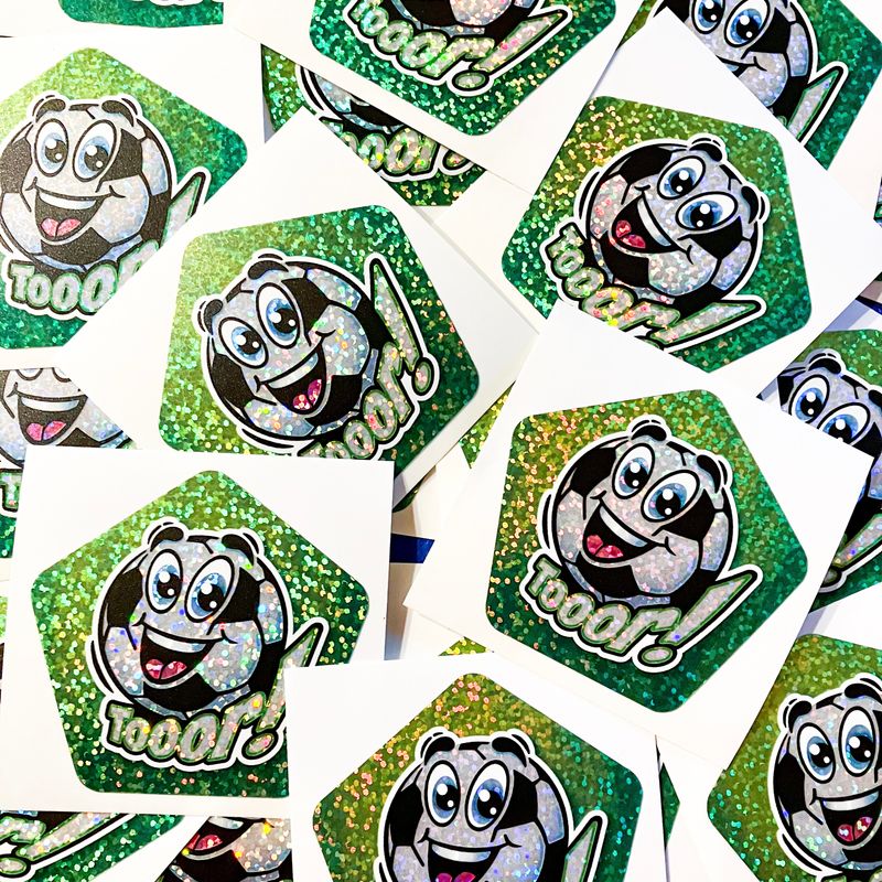 Fröhlicher Fußball – Glitzer-Sticker