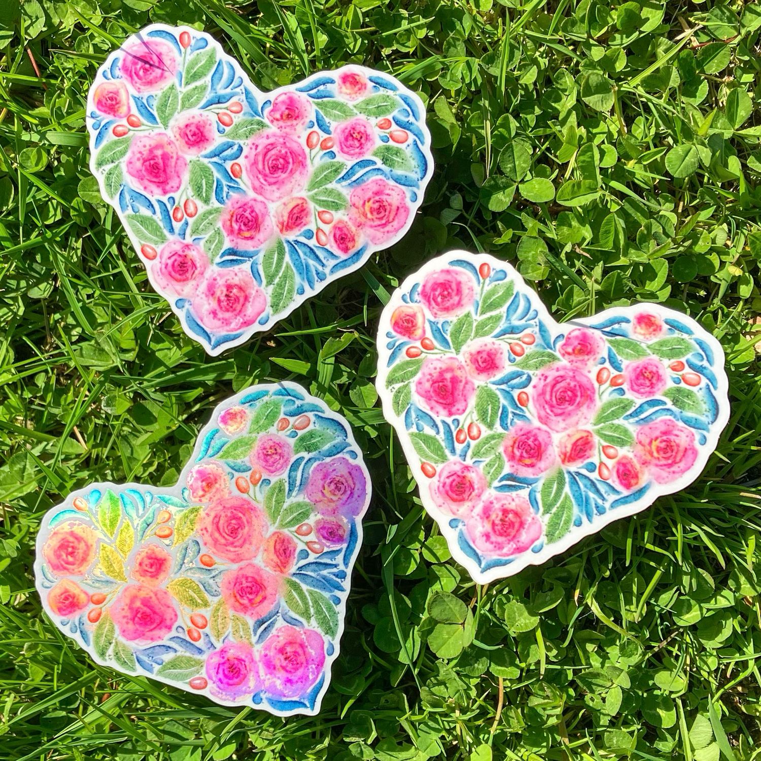 Rosenherz Sticker, 3er Set