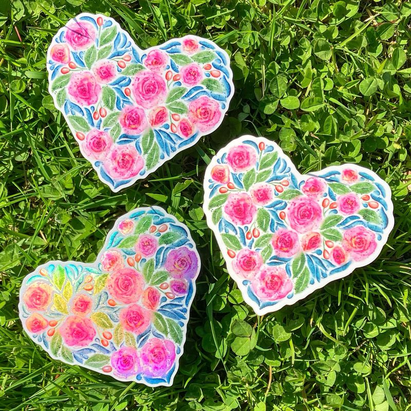 Rosenherz Sticker, 3er Set