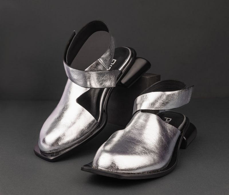 Silver Unique Square Toe