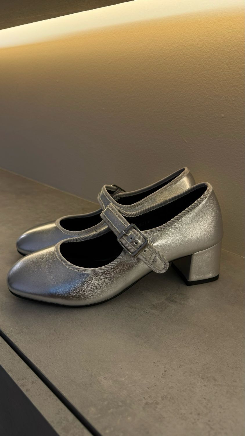 Silver Mary Jane Heels