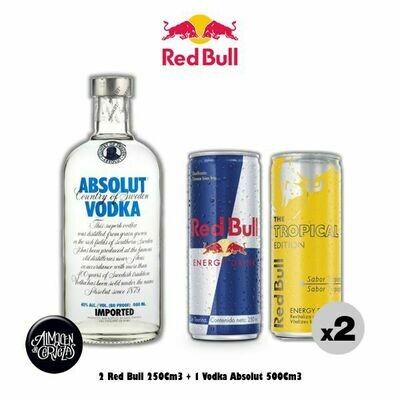 2 Red Bull 250Cm3 + Absolut 500Cm3