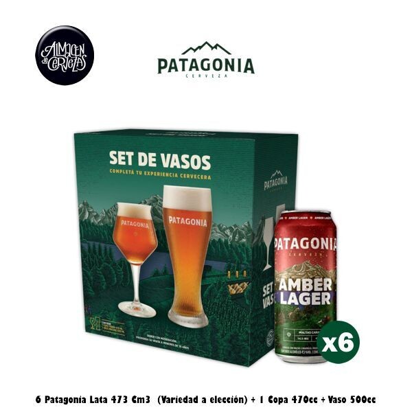 Two Pack Patagonia Vasos + 6 Latas Patagonia 473Cm3
