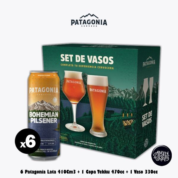 6 Patagonia Lata 410Cm3 + Set de 2 Vasos