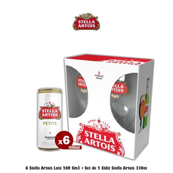 2 Cáliz Stella Artois + 6 Stella Artois 269Cm3