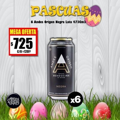 PASCUAS - 6 Andes Origen Negra Lata 473Cm3 - Almacén de Cervezas