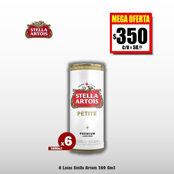 MEGA OFERTA - 6 Stella Artois Lata 269Cm3.