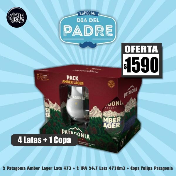 DIA DEL PADRE - Pack 4 Latas Patagonia + 1 Copa Patagonia