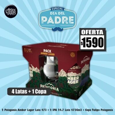DIA DEL PADRE - Pack 4 Latas Patagonia + 1 Copa Patagonia