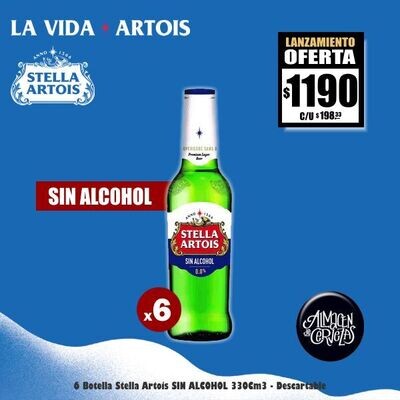LANZAMIENTO - 6 Stella Artois SIN ALCOHOL 330 Cm3