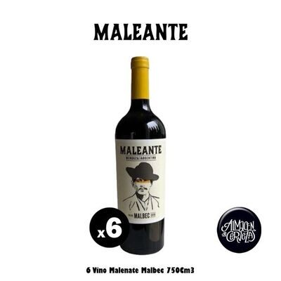 6 Vino Maleante Malbec 750Cm3