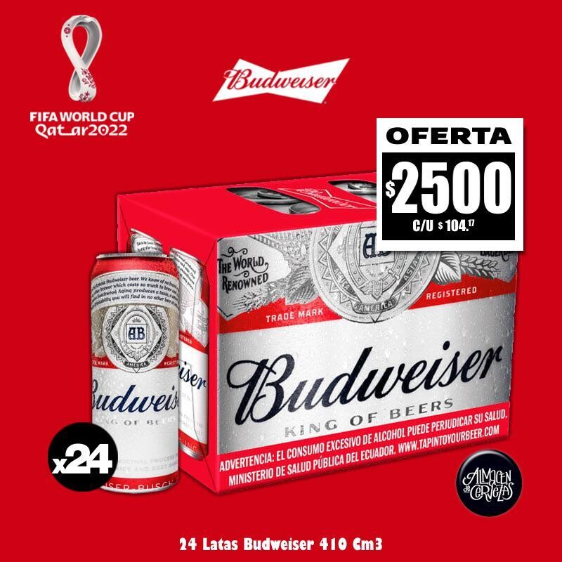 MEGA PROMO - 24 Budweiser Lata 410Cm3