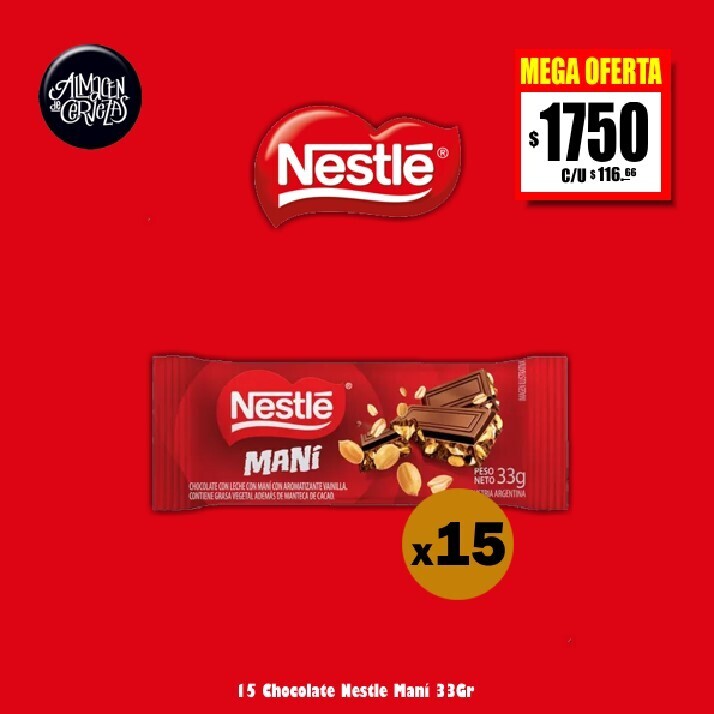 MEGA OFERTA - Chocolate Nestle con Mani 33gr x15