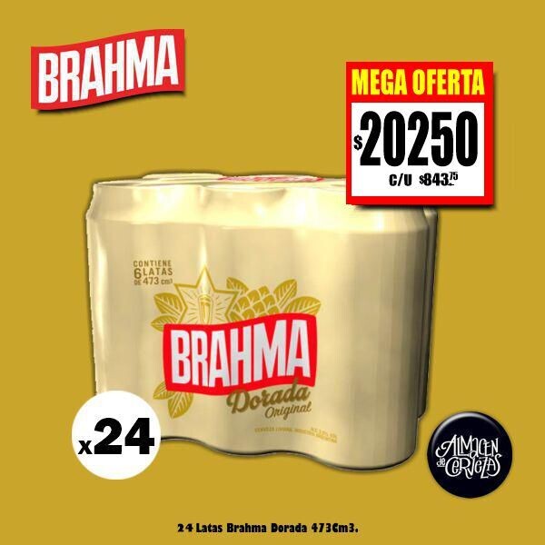 MEGA OFERTA - 24 Latas Brahma Dorada 473Cm3