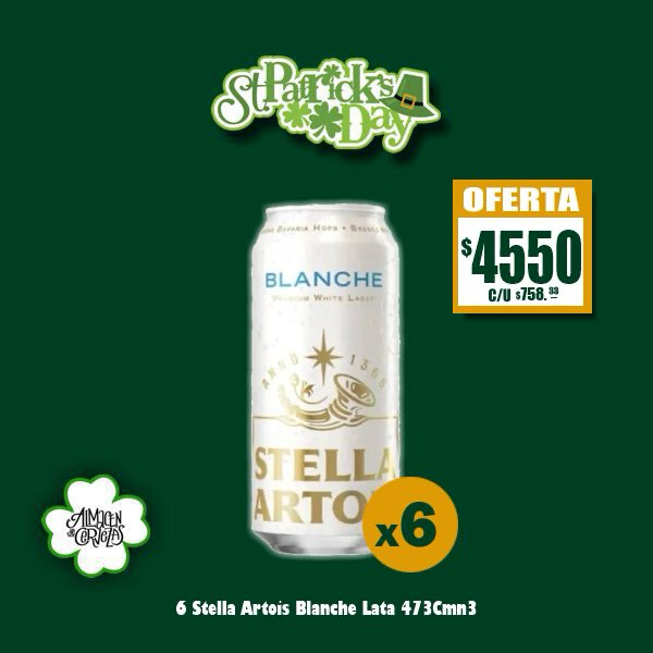 ST PATRICK DAY - 6 Stella Blanche Lata 473Cm3