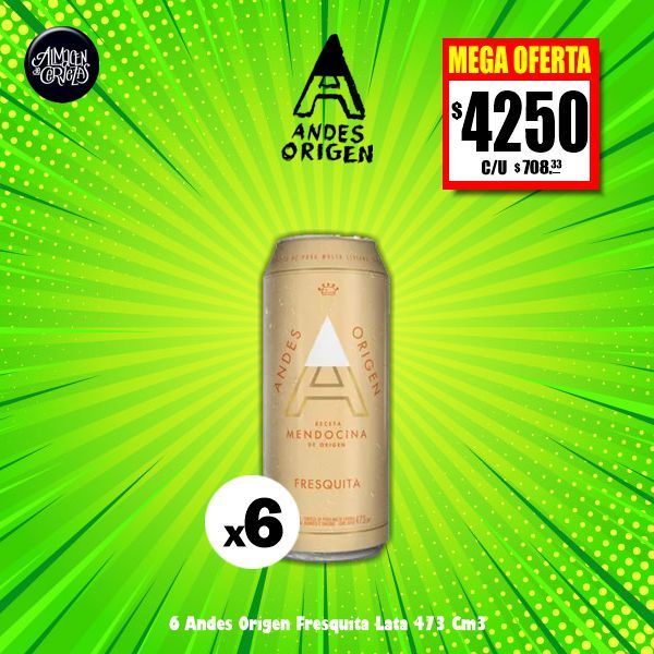 MEGA OFERTA - 6 Andes Origen Fresquita Lata 473Cm3