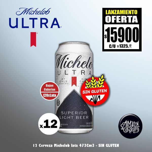 LANZAMIENTO - 12 Michelob Ultra Lata 473Cm3 (SIN GLUTEN)