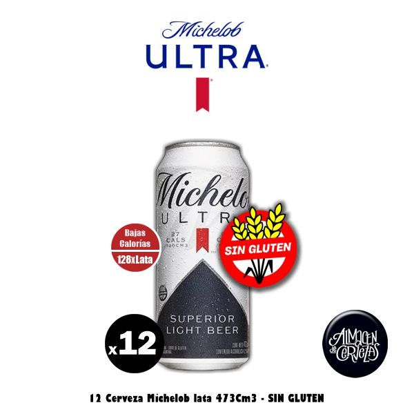 12 Michelob Ultra Lata 473Cm3 (SIN GLUTEN)