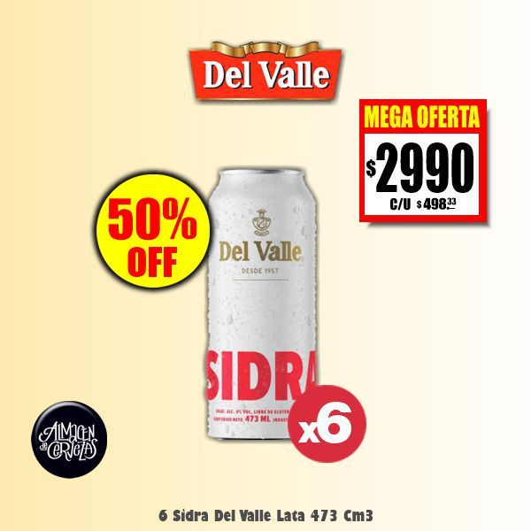 MEGA OFERTA -  6 Latas Sidra del Valle 473cc