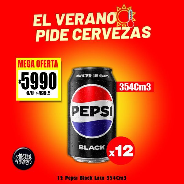 VERANO 25 - 12  Latas Pepsi Black 354Cm3