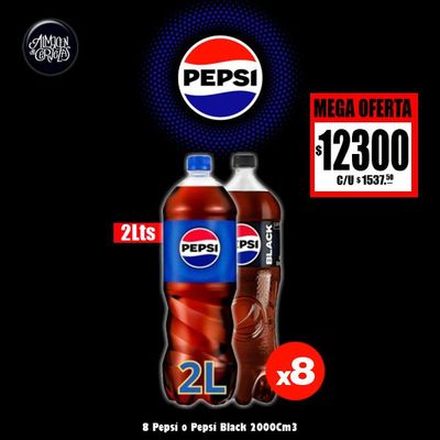 MEGA OFERTA - 8 Pepsi Regular o Black 2000Cm3