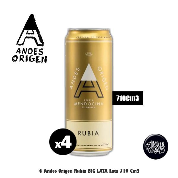 MEGA OFERTA - 4 Latas Andes Origen Rubia 710Cm3