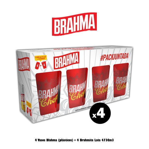 4 Vasos Brahma + 4 Latas Brahma 473Cm3