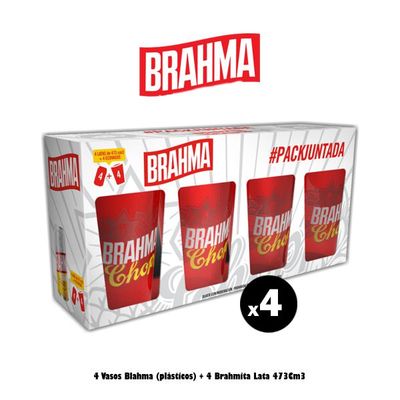 4 Vasos Brahma + 4 Latas Brahma 473Cm3