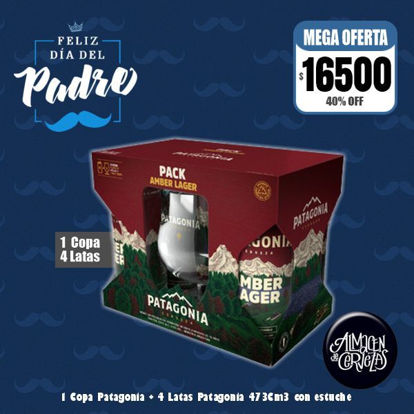 Día del Padre  - Pack 4 Latas Patagonia + 1 Copa Patagonia