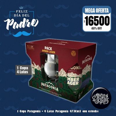 Día del Padre  - Pack 4 Latas Patagonia + 1 Copa Patagonia