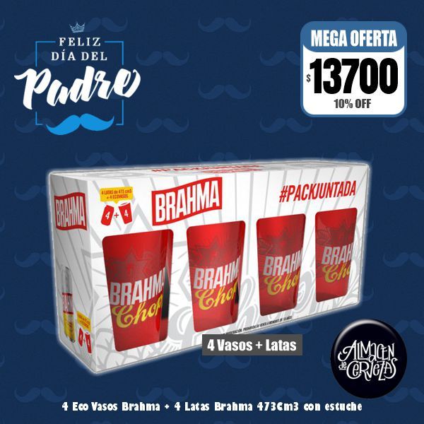 Día del Padre - 4 Vasos Brahma + 4 Latas Brahma 473Cm3