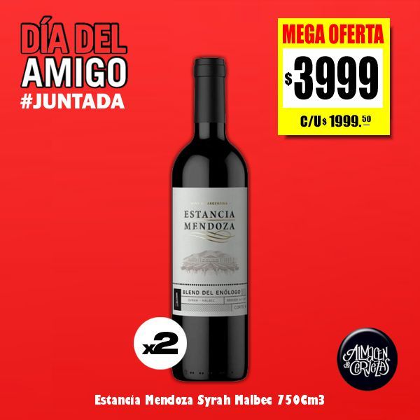 DIA DEL AMIGO - 2 Estancia Mendoza Syrah Malbec 750Cm3