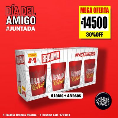 DIA DEL AMIGO - 4 Vasos Brahma + 4 Latas Brahma 473Cm3
