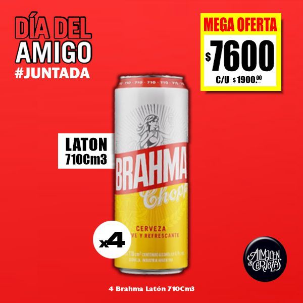 DIA DEL AMIGO - 4 Latón cerveza Brahma 710 Cm3