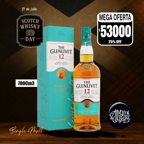 National Scotch Day - Glenlivet 12 años 700Cm3 con estuche.