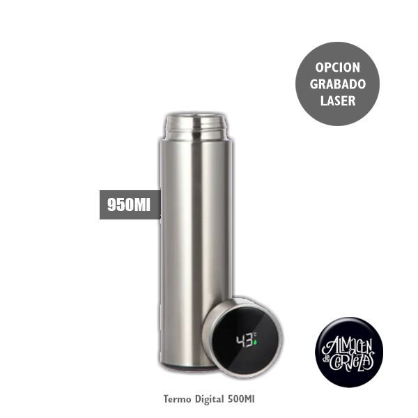 T​ermo 500ml digital plateado.