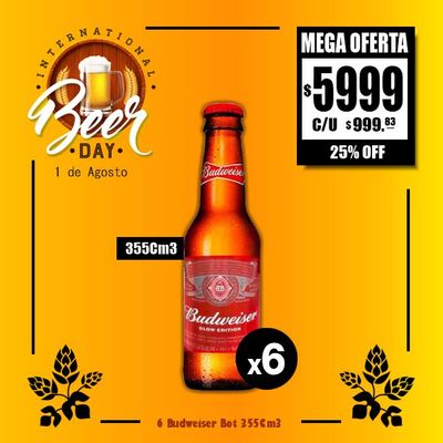 BEER DAY - 6 Budweiser 355Cm3 Bot