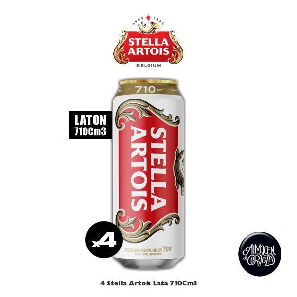 4 Stella Artois Lata 710Cm3